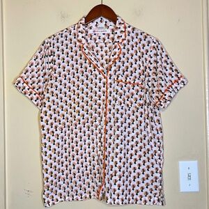 Cotton White Garden Women's Floral Pajama Top